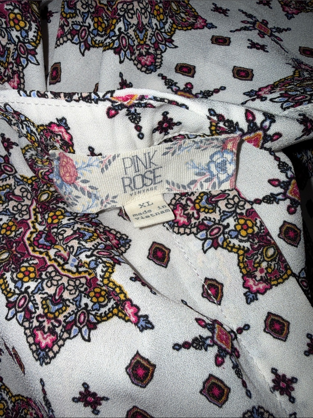 Pink Rose White Sleeveless Medallion Print Camisole XL - Picture 7 of 7